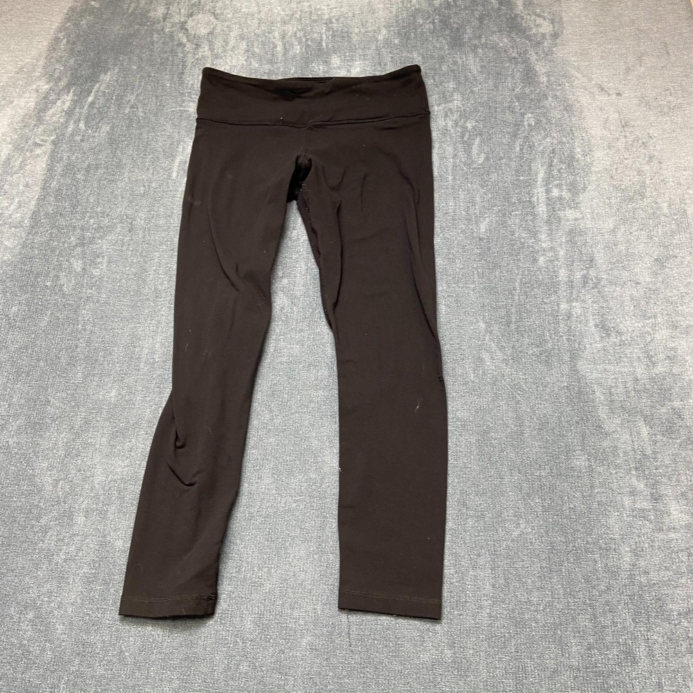Lululemon Cropped Leggings Womens 27x23 Black High Waist Mid Rise Performance
